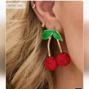 🆕️🍒 TORRID RETRO CHIC CHERRY RHINESTONE STATEMENT EARRINGS 🍒